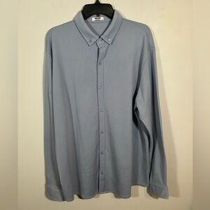 COOFANDY XL Blue Button Down Shirt Stretch Long Sleeve Casual